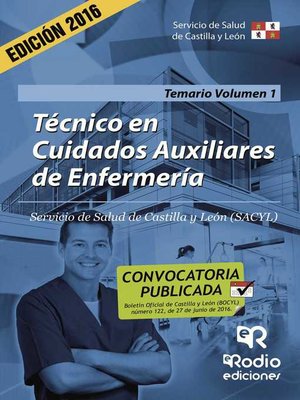 cover image of Técnico en Cuidados Auxiliares de Enfermería. Temario. Volumen 1. Servicio de Salud de Castilla y León